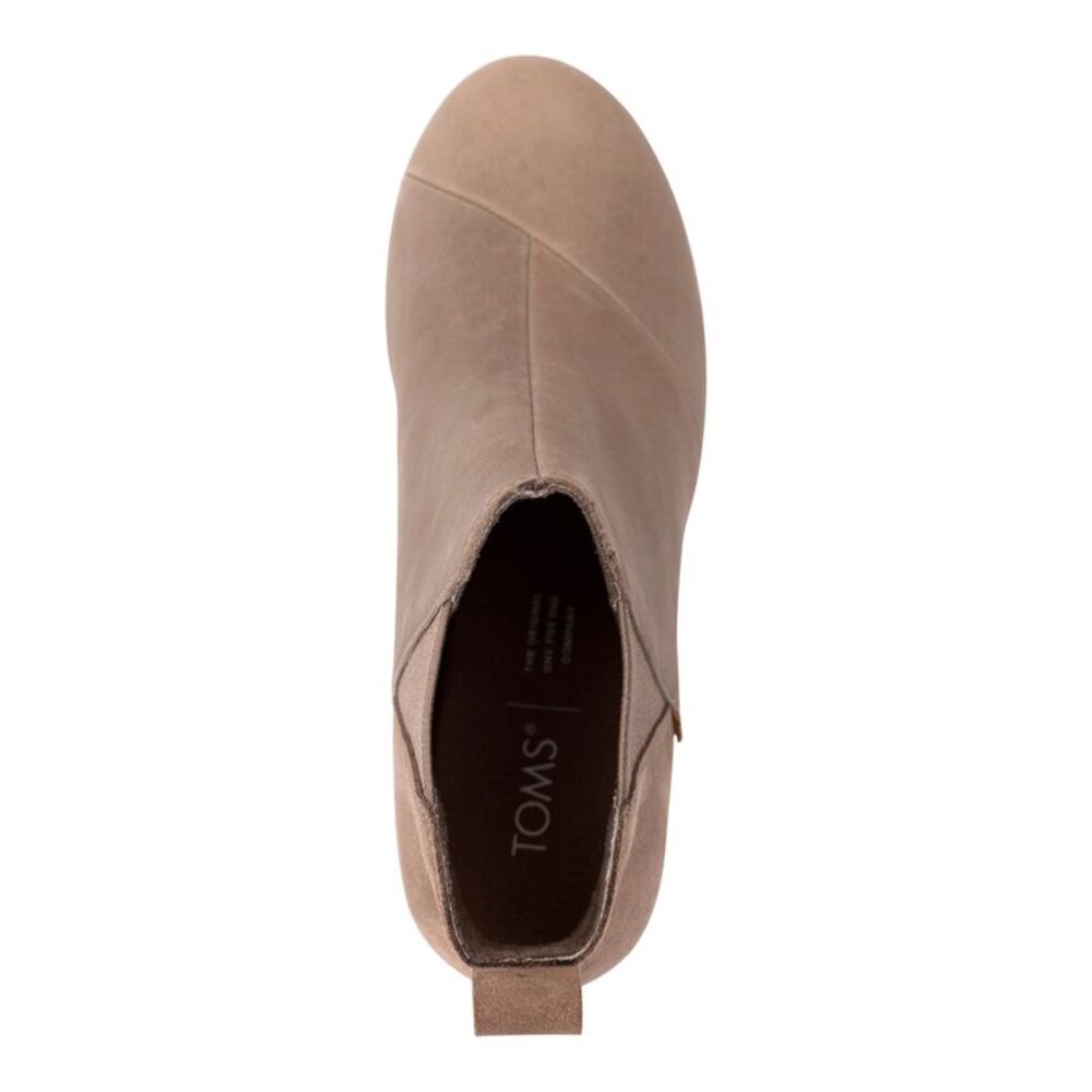 NWT TOMS Womens Beige Stretch Gore Kelsey Round Toe Wedge Suede Booties 8 - Picture 3 of 5
